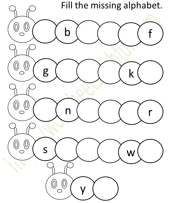 English Preschool: Missing Alphabet (Small Letters) Worksheet 2 WWF